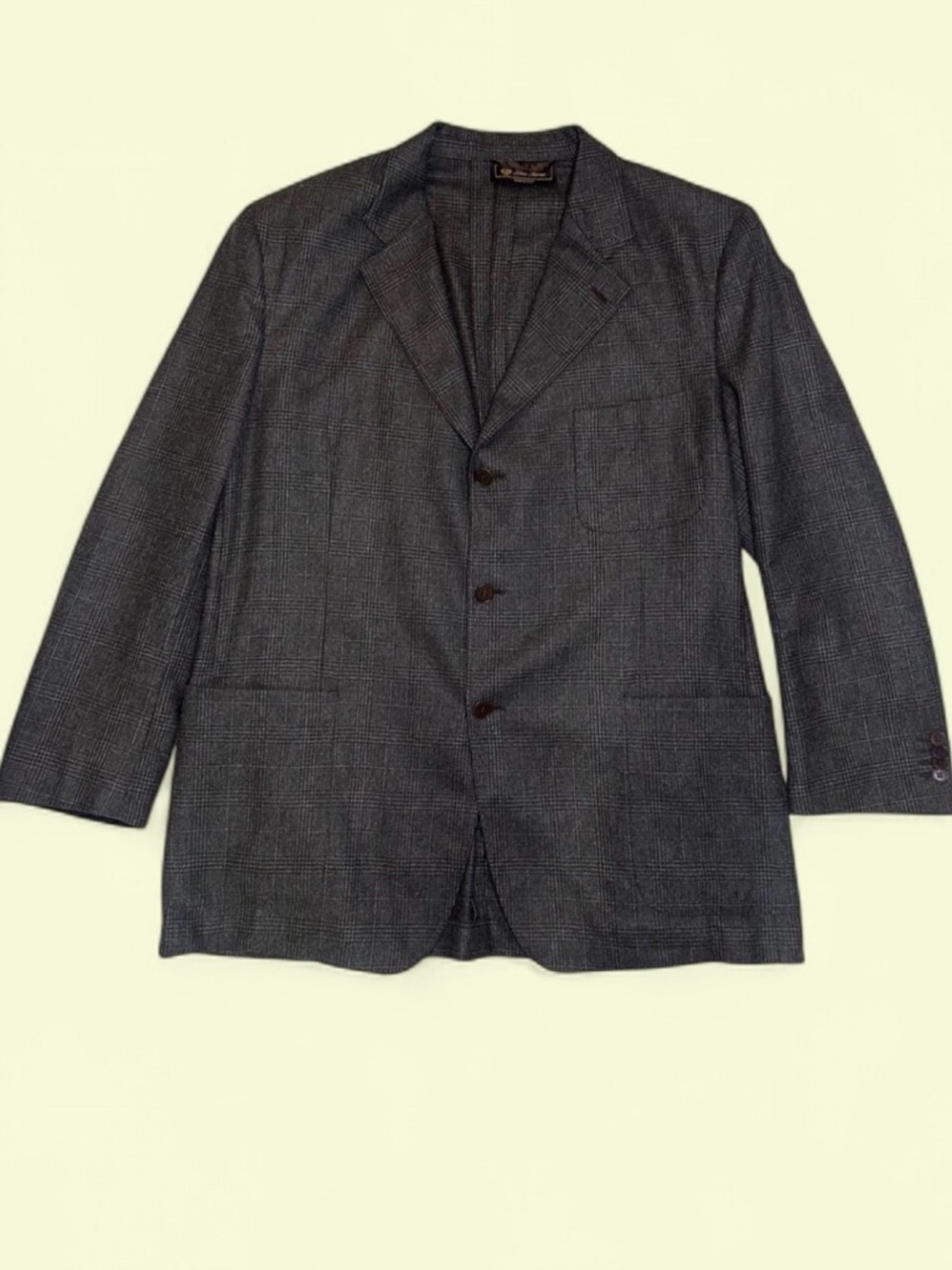 Loro Piana Italy 96% Cashmere 4% Silk Glen Plaid Blazer Sport Coat Gray 58 XXL